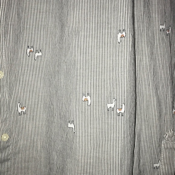 Old navy llama striped button up shirt. - Picture 3 of 4